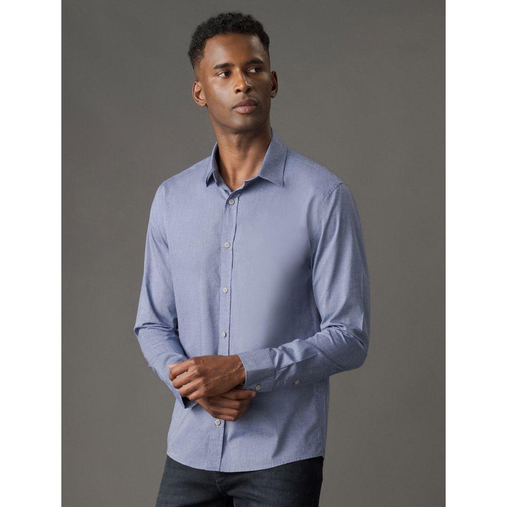 Camisa Manga Longa Calvin Klein Jeans Regular Fil a Fil - Azul Marinho - 1