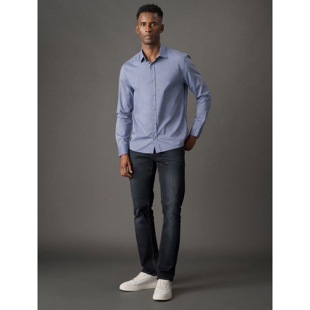 Camisa Manga Longa Calvin Klein Jeans Regular Fil a Fil - Azul Marinho - 3