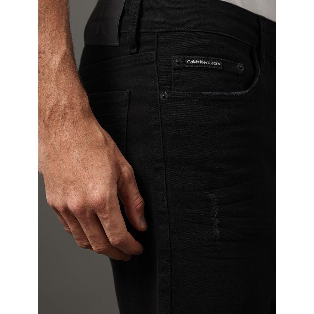 Bermuda de Sarja Masculina Com Stretch e Barra a Fio Calvin Klein Jeans - Preto - 4