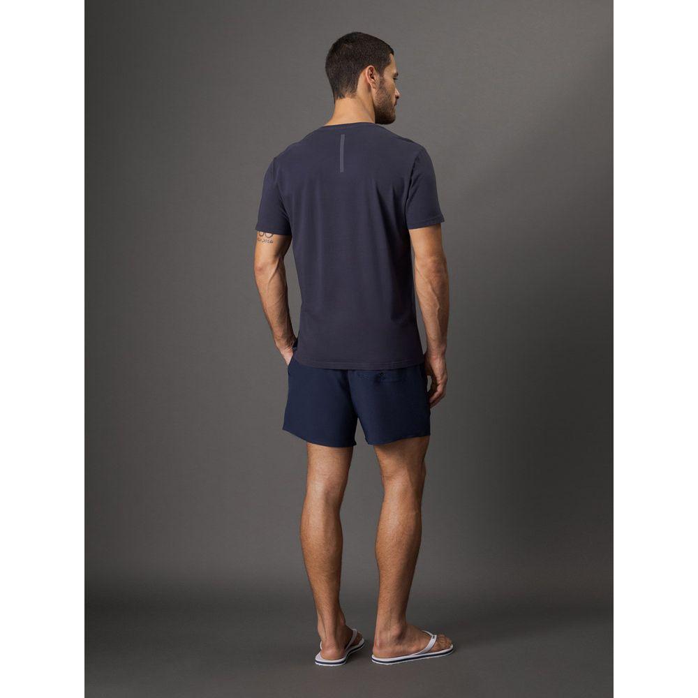 Camiseta Manga Curta Decote v Logo No Peito Calvin Klein Swimwear - Azul Marinho - 2