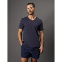 Camiseta Manga Curta Decote v Logo No Peito Calvin Klein Swimwear - Azul Marinho - 1