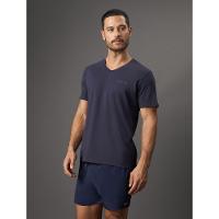 Camiseta Manga Curta Decote v Logo No Peito Calvin Klein Swimwear - Azul Marinho - 5