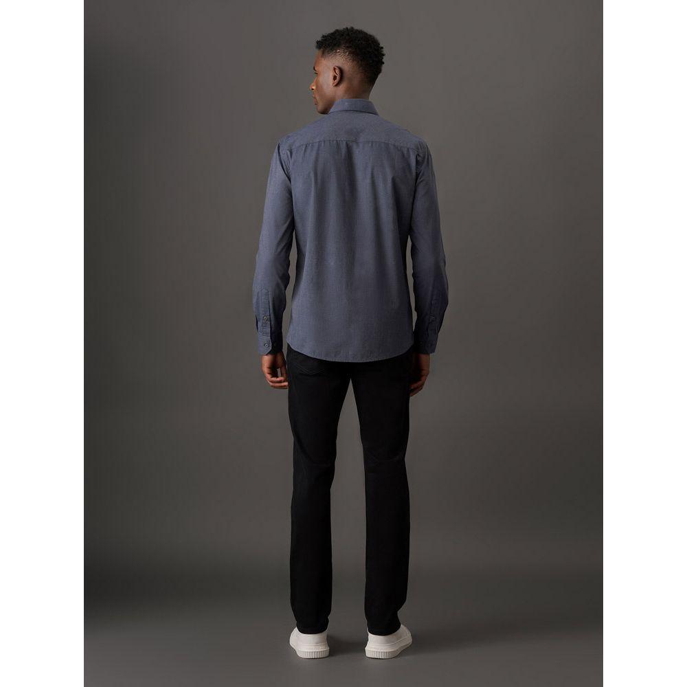 Camisa Manga Longa Calvin Klein Jeans Regular Fil a Fil - Preto - 2