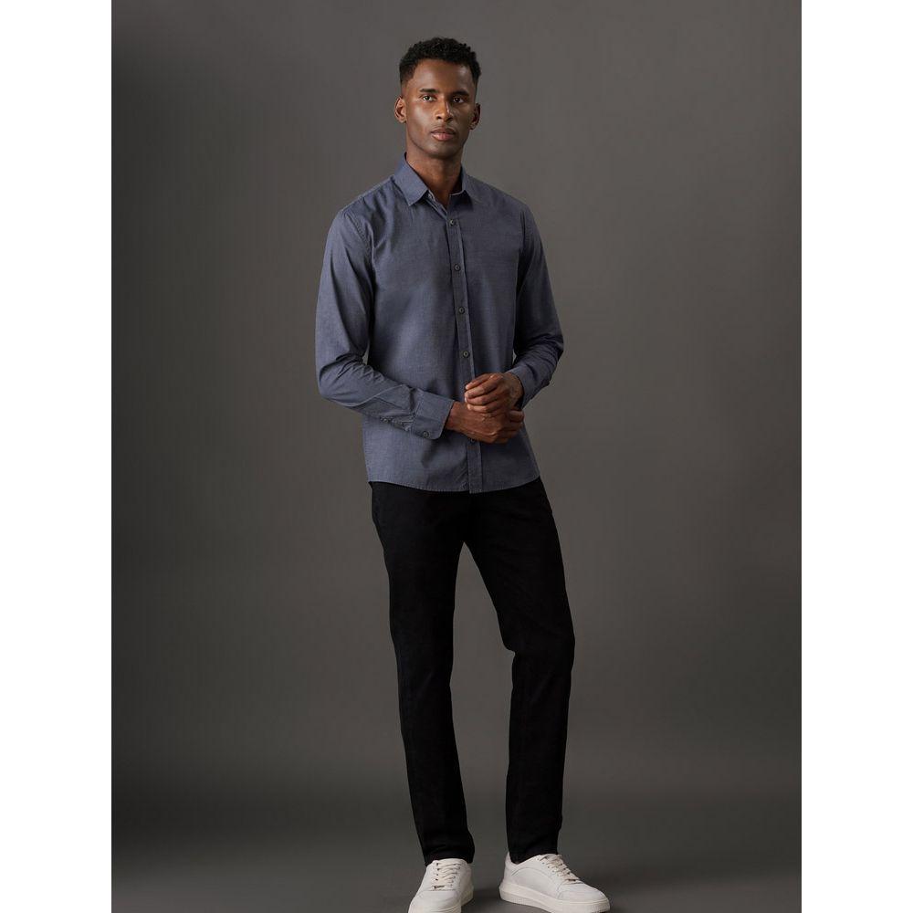 Camisa Manga Longa Calvin Klein Jeans Regular Fil a Fil - Preto - 3