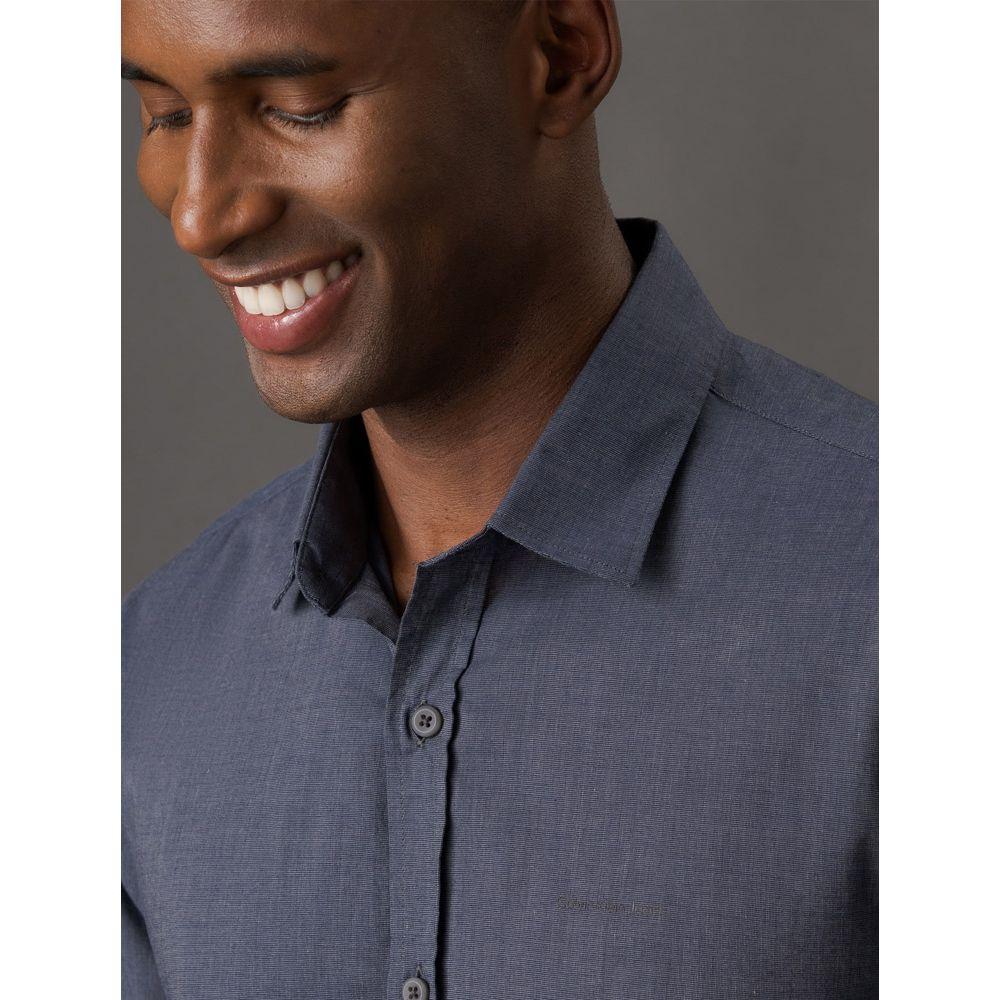 Camisa Manga Longa Calvin Klein Jeans Regular Fil a Fil - Preto - 4