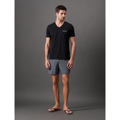 Camiseta Manga Curta Decote v Logo No Peito Calvin Klein Swimwear - Preto