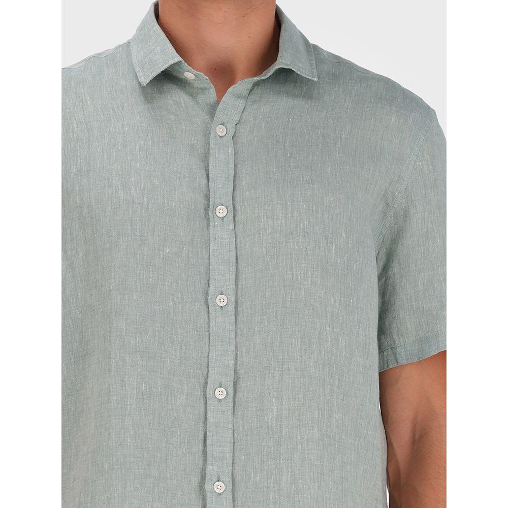 Camisa Masculina Manga Curta Cannes Linen - Verde Claro - 2