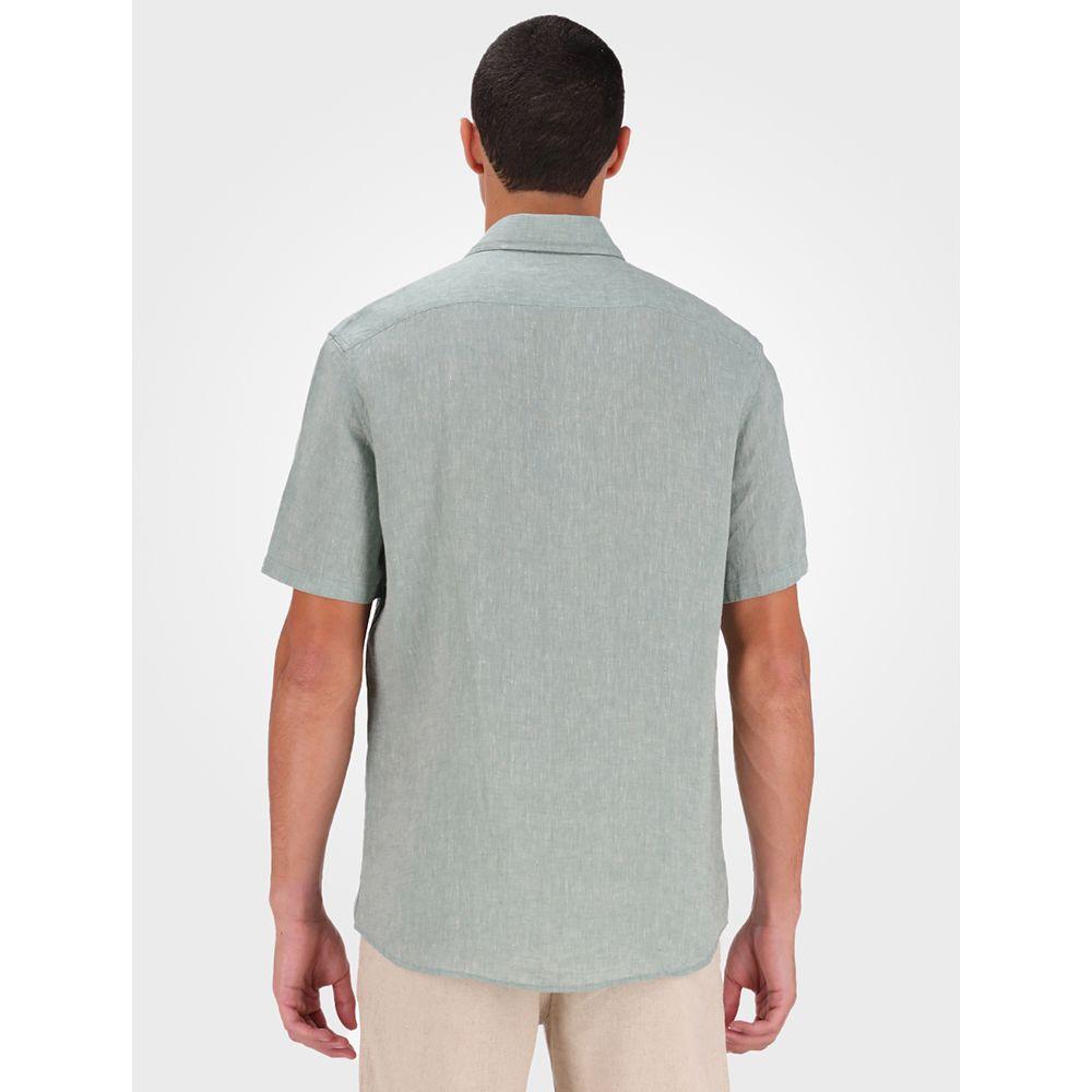 Camisa Masculina Manga Curta Cannes Linen - Verde Claro - 3