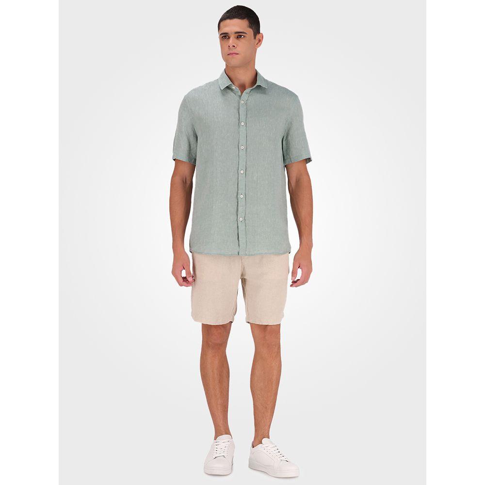 Camisa Masculina Manga Curta Cannes Linen - Verde Claro - 4