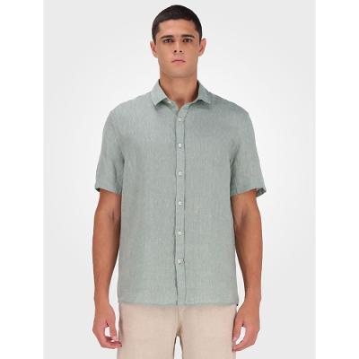 Camisa Masculina Manga Curta Cannes Linen - Verde Claro