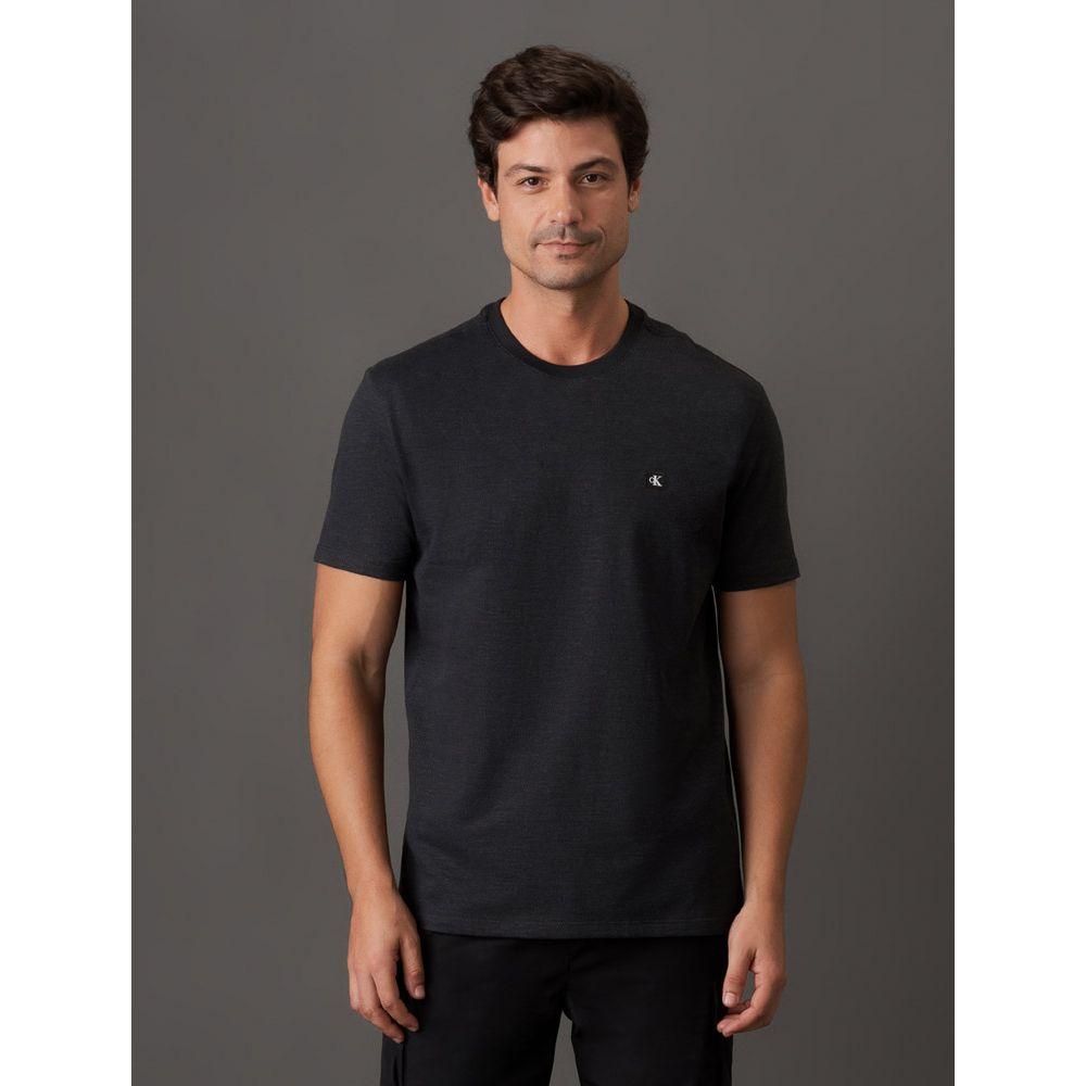 Camiseta Masculina Piquet Pontilhado Calvin Klein Jeans - Preto - 1