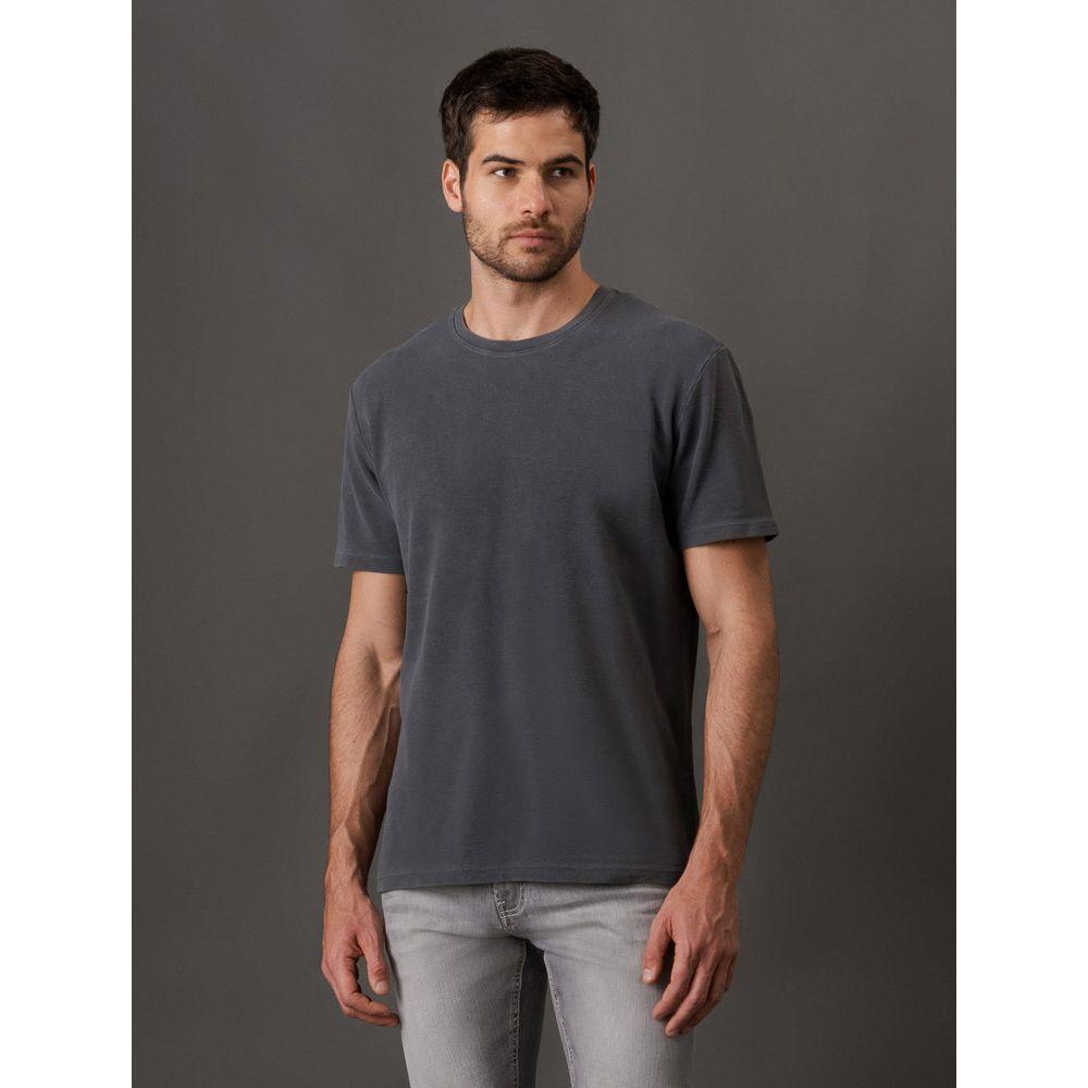 Camiseta Masculina Quadrilé Calvin Klein Jeans - Chumbo - 1