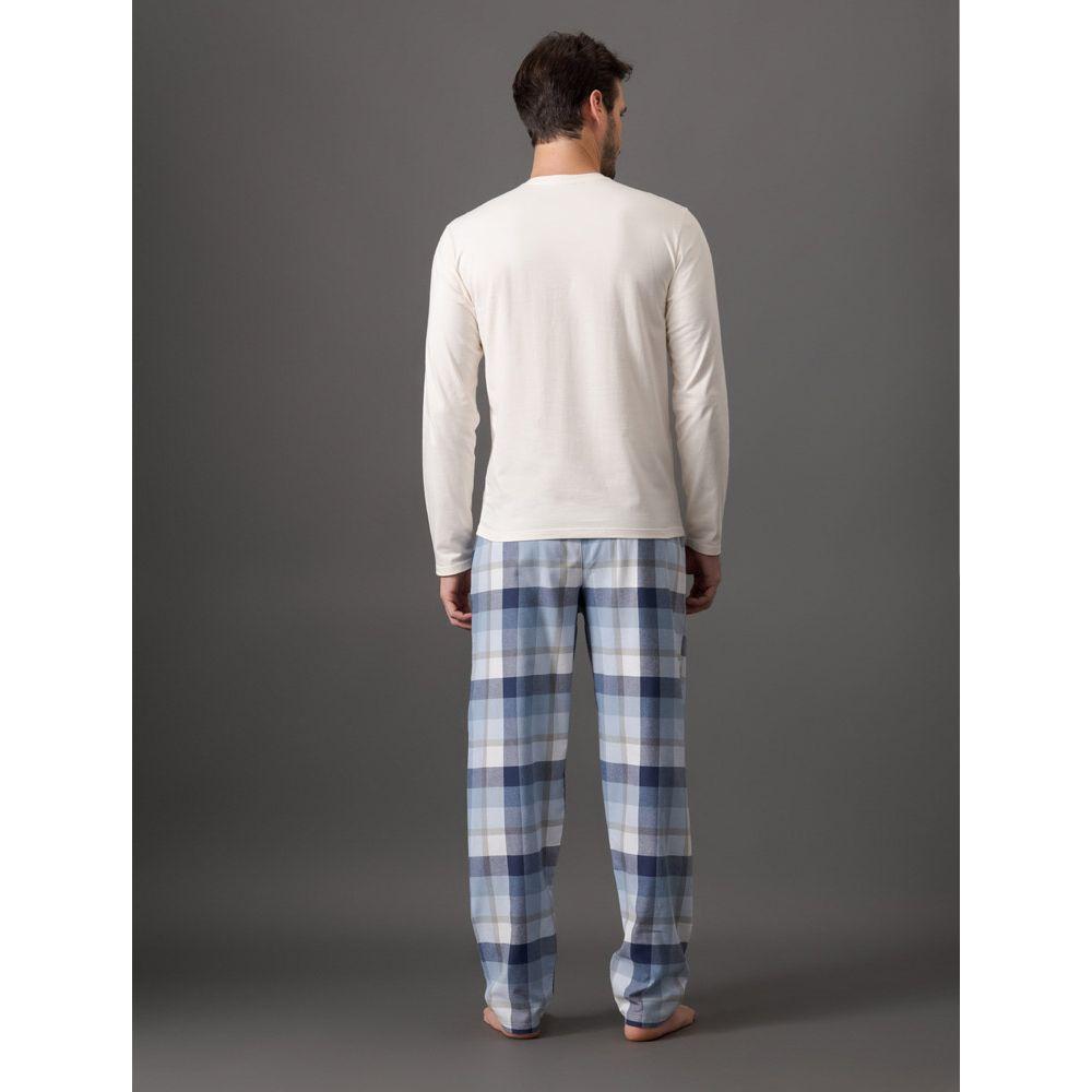 Pijama Masculino Manga Longa e Calça Flanela Calvin Klein Underwear - Off White - 2