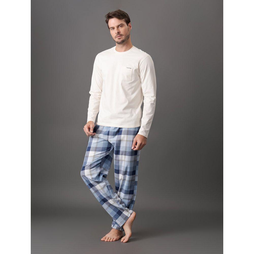 Pijama Masculino Manga Longa e Calça Flanela Calvin Klein Underwear - Off White - 3