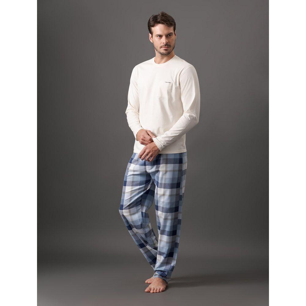 Pijama Masculino Manga Longa e Calça Flanela Calvin Klein Underwear - Off White - 5