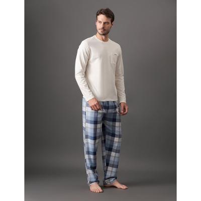 Pijama Masculino Manga Longa e Calça Flanela Calvin Klein Underwear - Off White