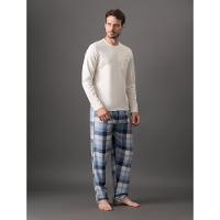 Pijama Masculino Manga Longa e Calça Flanela Calvin Klein Underwear - Off White - 1