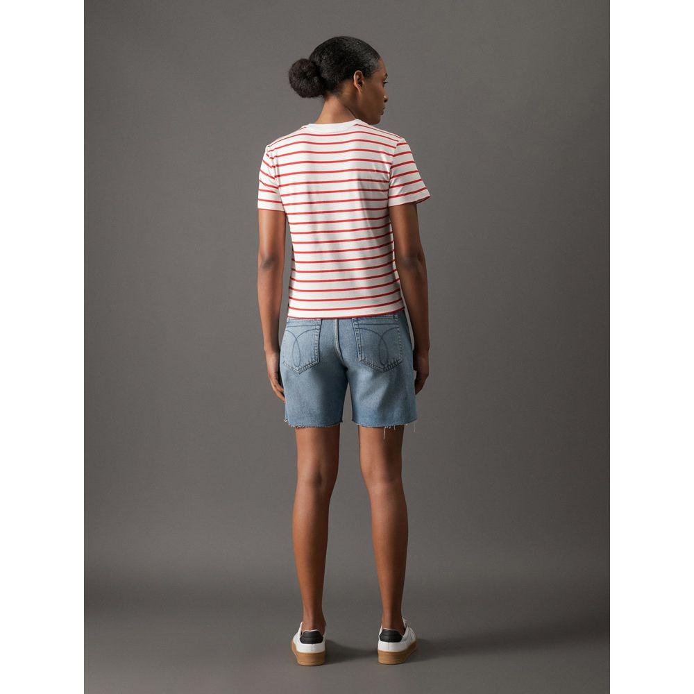 Camiseta Feminina Listras Calvin Klein Jeans - Vermelho - 2