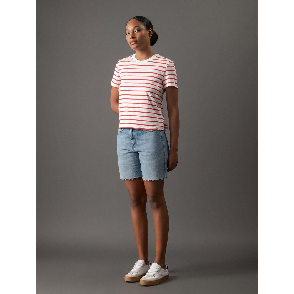 Camiseta Feminina Listras Calvin Klein Jeans - Vermelho - 3