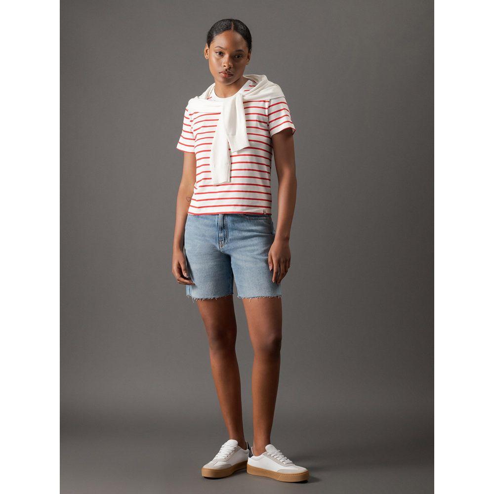 Camiseta Feminina Listras Calvin Klein Jeans - Vermelho - 5