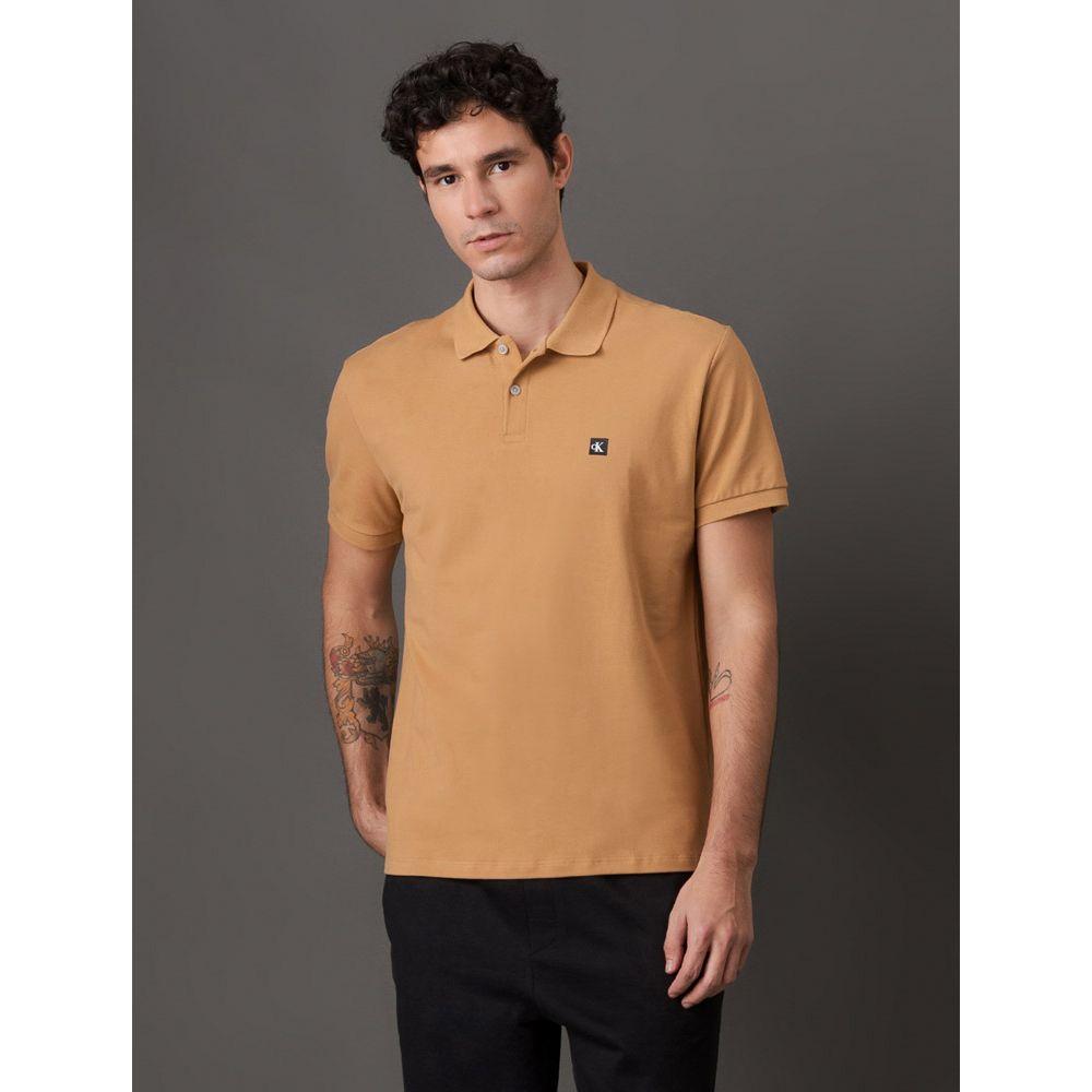 Polo Masculina Manga Curta Premium Calvin Klein Jeans - Havana - 1