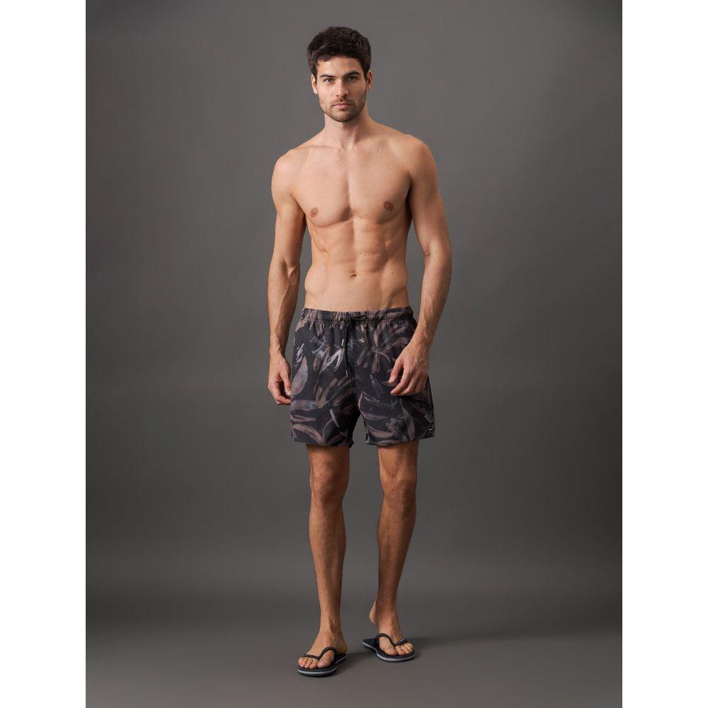 Short D'Água Masculino Folhas Calvin Klein Swimwear - Chumbo - 3