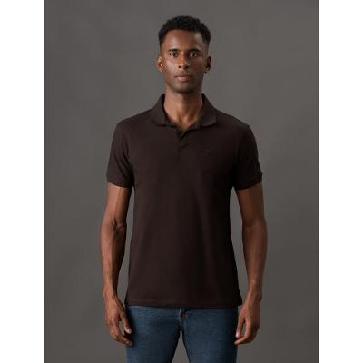Polo Masculina Slim Friso Bordado Calvin Klein Jeans - Cafe