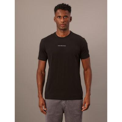 Camiseta Masculina de Algodão Estampa Logo Centralizado Calvin Klein Jeans - Preto
