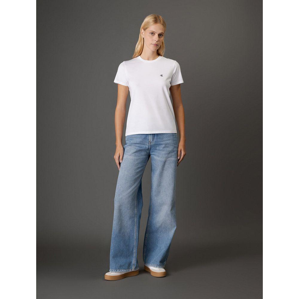 Camiseta Feminina Logo Bordado Calvin Klein Jeans - Branco 2 - 3