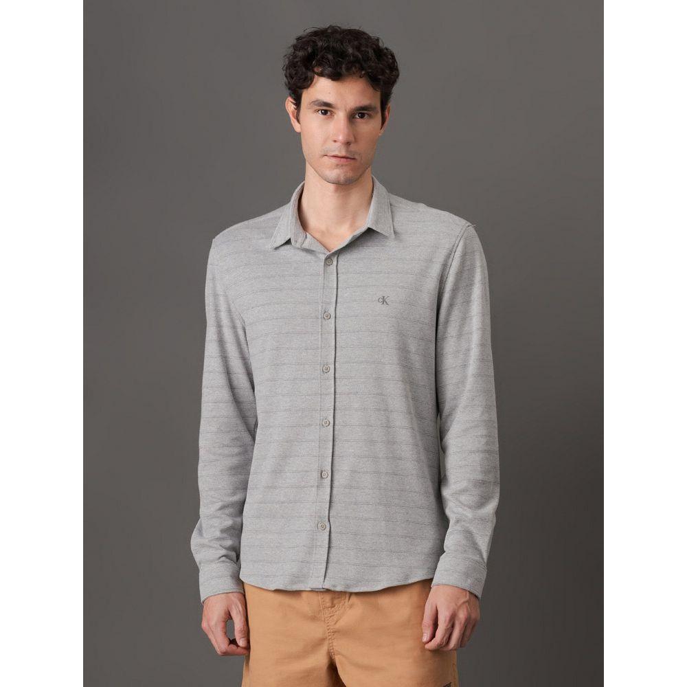 Camisa Masculina Slim Piquet Calvin Klein Jeans - Mescla - 1