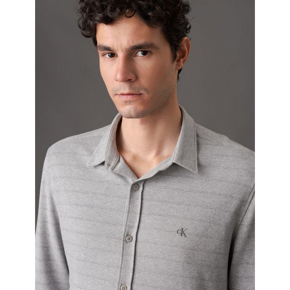 Camisa Masculina Slim Piquet Calvin Klein Jeans - Mescla - 4