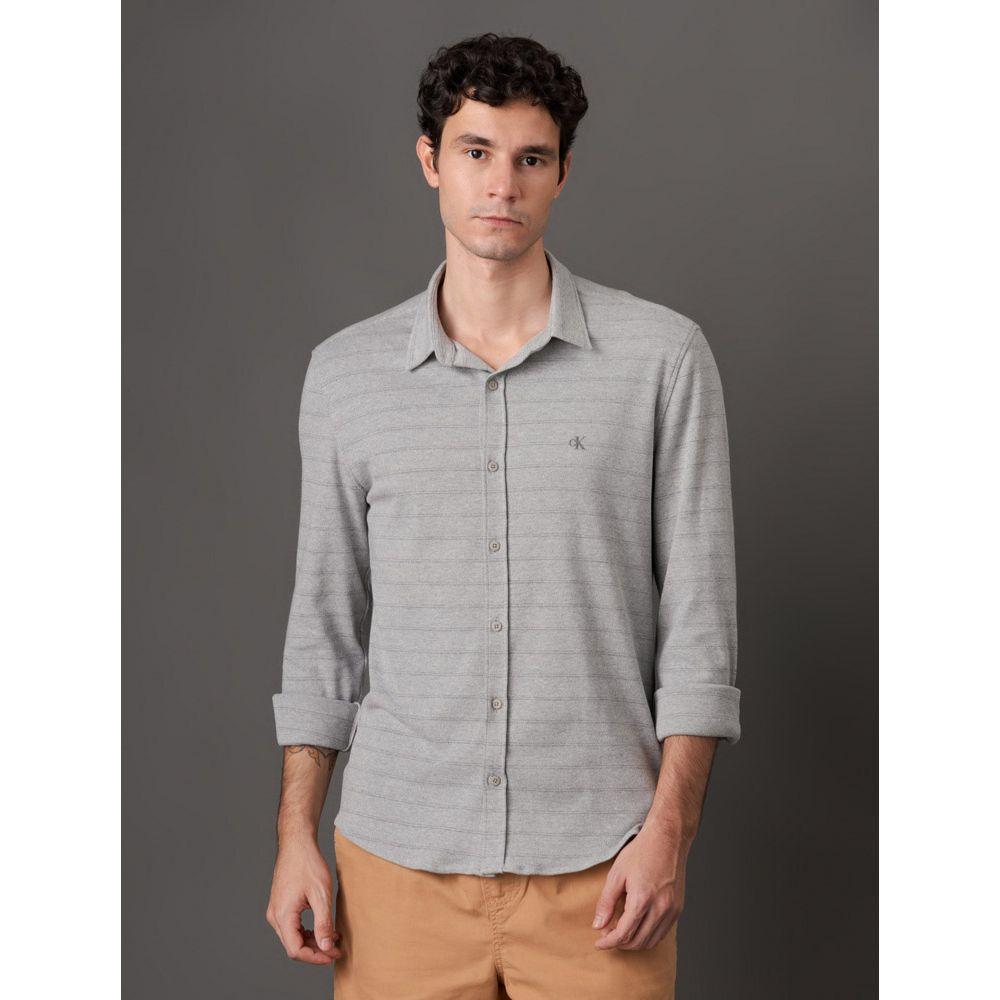 Camisa Masculina Slim Piquet Calvin Klein Jeans - Mescla - 5