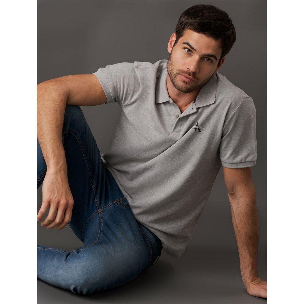Camisa Polo Masculina Básica Estampa Logo Reissue Calvin Klein Jeans - Cinza - 5