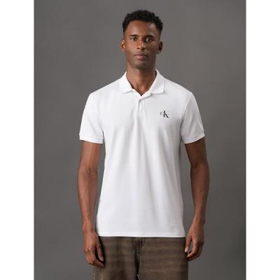 Camisa Polo Masculina Básica Estampa Logo Reissue Calvin Klein Jeans - Branco