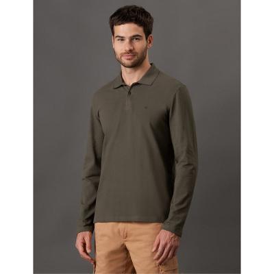 Polo Masculina Manga Longa Bordado Calvin Klein Jeans - Militar