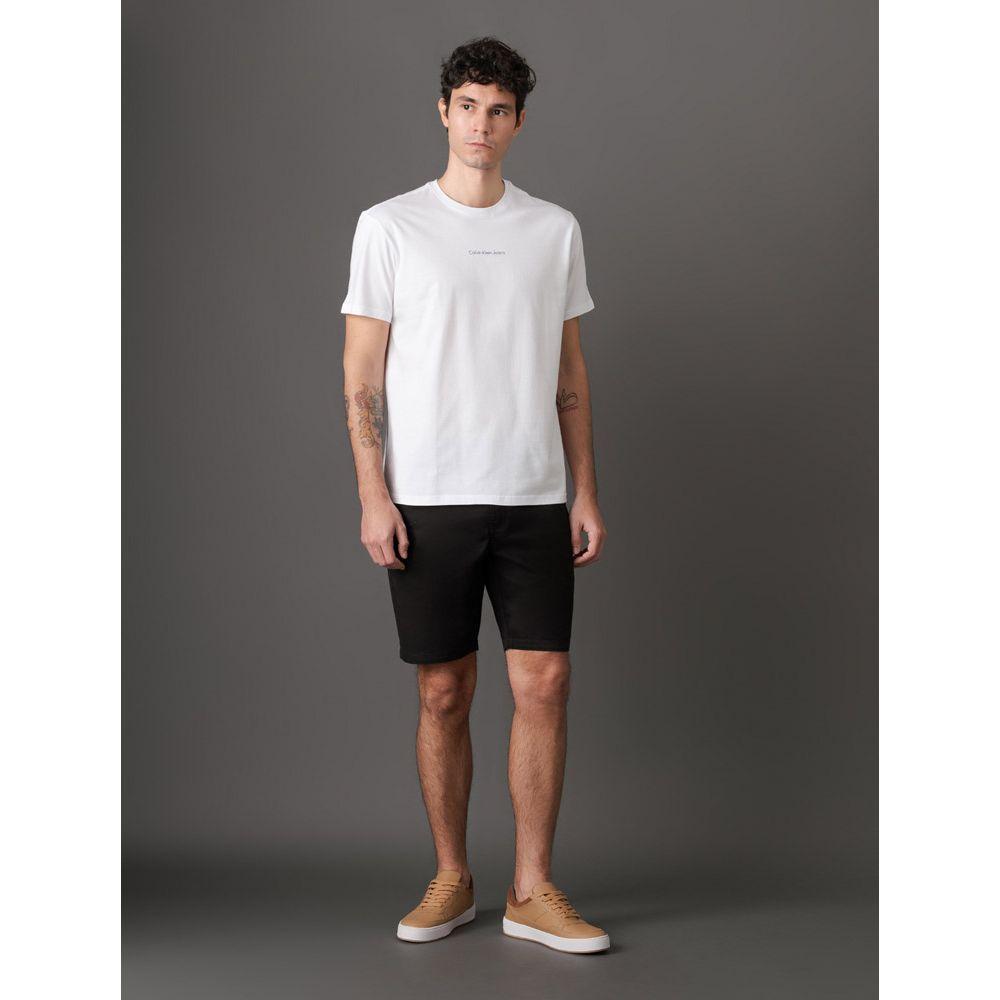 Camiseta Masculina de Algodão Estampa Logo Centralizado Calvin Klein Jeans - Branco - 3