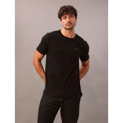 Camiseta Masculina de Algodão Básica Estampa Logo Minimalista No Peito Calvin Klein Jeans - Preto