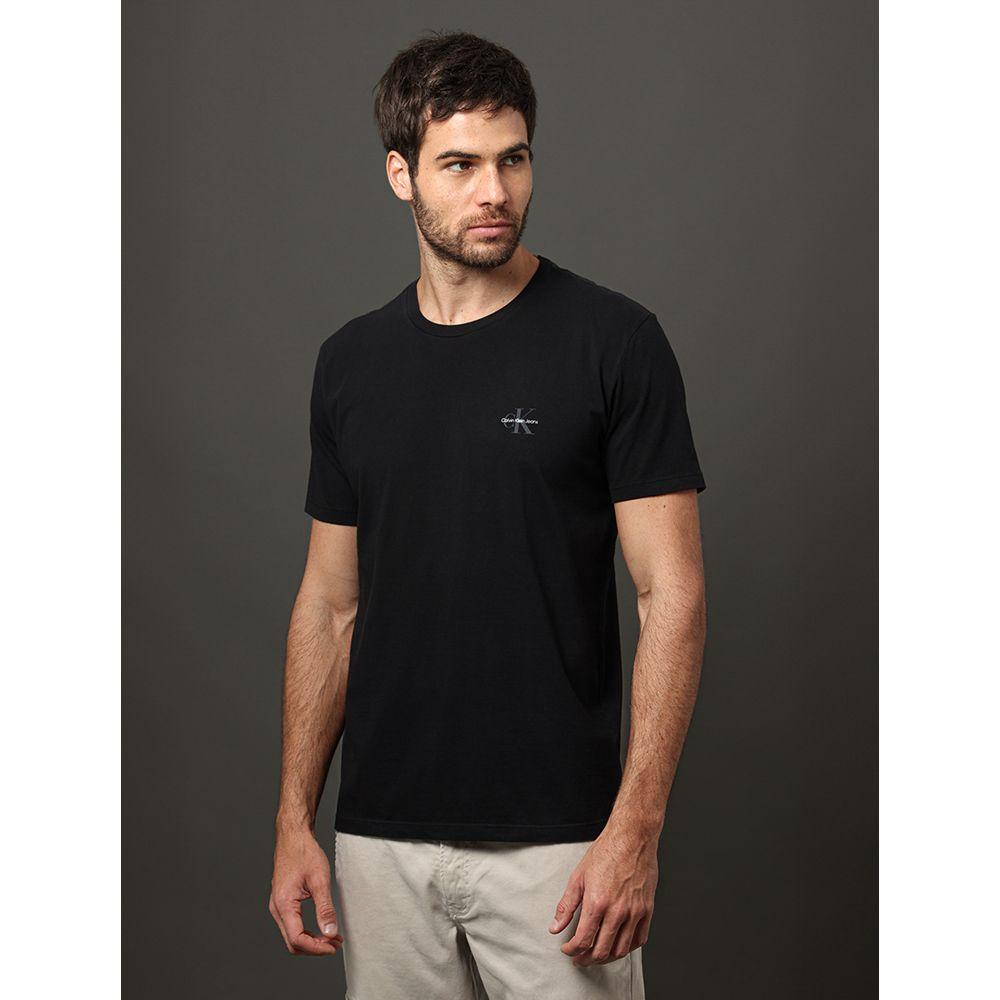 Camiseta Masculina Básica Estampa Logo Reissue No Peito Calvin Klein Jeans - Preto - 1