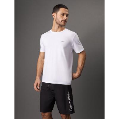 Camiseta Masculina de Algodão Básica Estampa Logo Minimalista No Peito Calvin Klein Jeans - Branco
