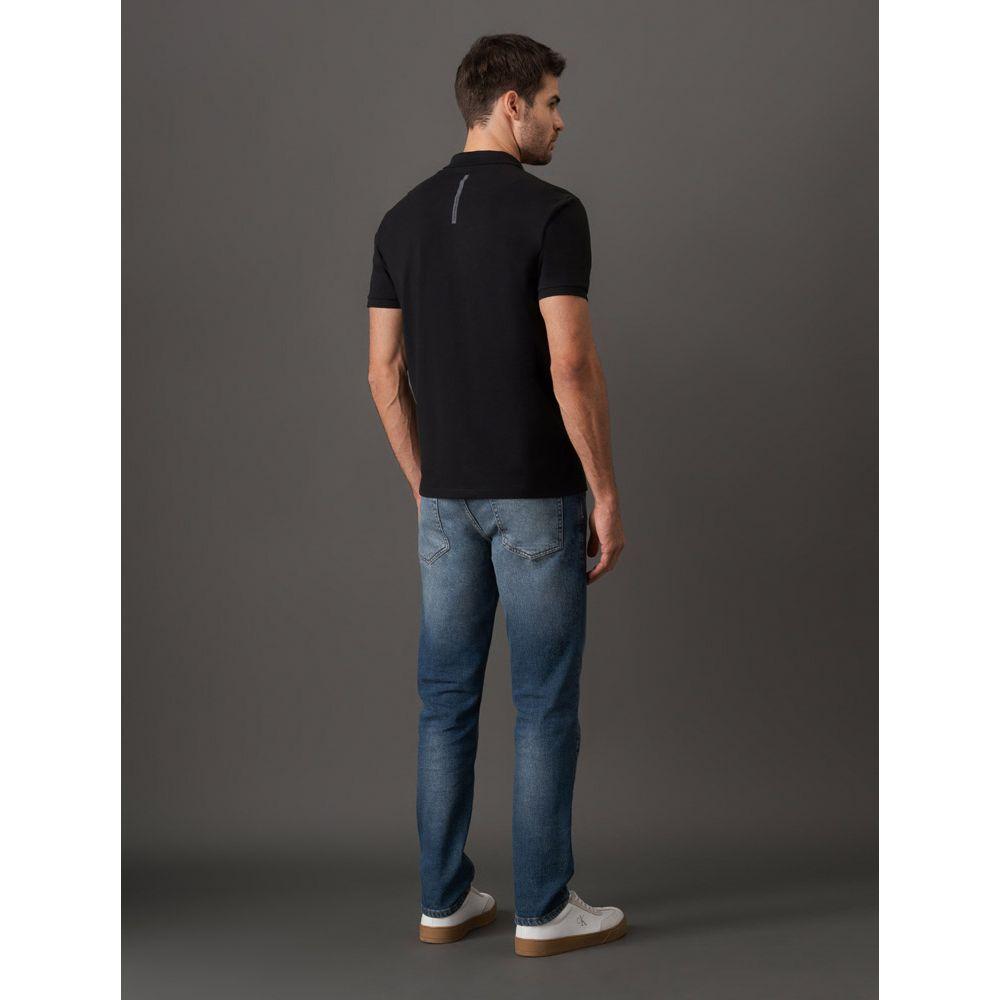 Camisa Polo Masculina Básica Estampa Logo Reissue Calvin Klein Jeans - Preto - 2