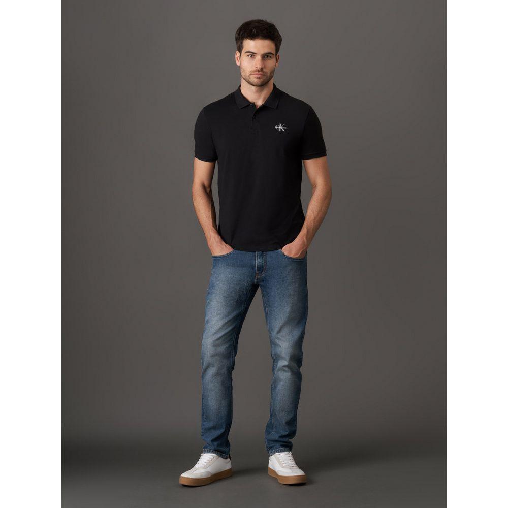 Camisa Polo Masculina Básica Estampa Logo Reissue Calvin Klein Jeans - Preto - 3
