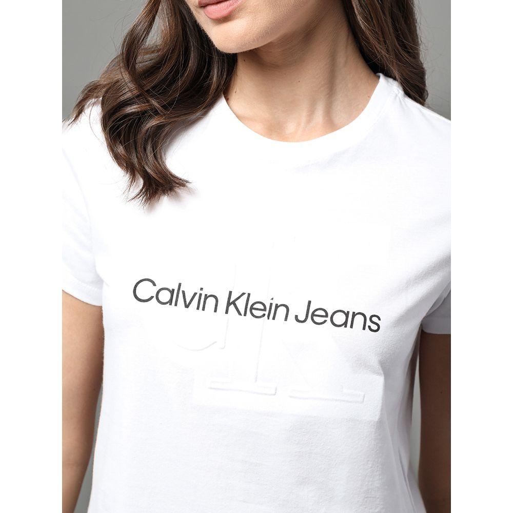 Camiseta Feminina Logo Centralizado Calvin Klein Jeans - Branco - 4