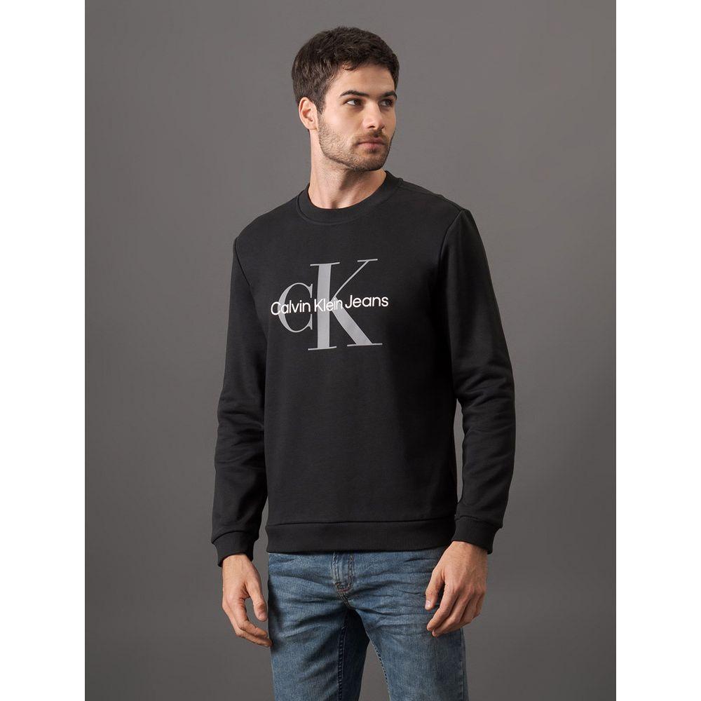 Casaco Masculino Moletom Gola Careca Calvin Klein Jeans - Preto - 1