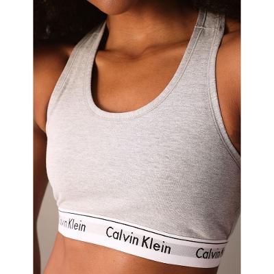 Top Feminino Nadador Básico Elástico Com Logo Underwear Calvin Klein - Mescla