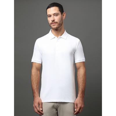 Camiseta Polo Masculina Básica Smooth Cotton Calvin Klein - Branco
