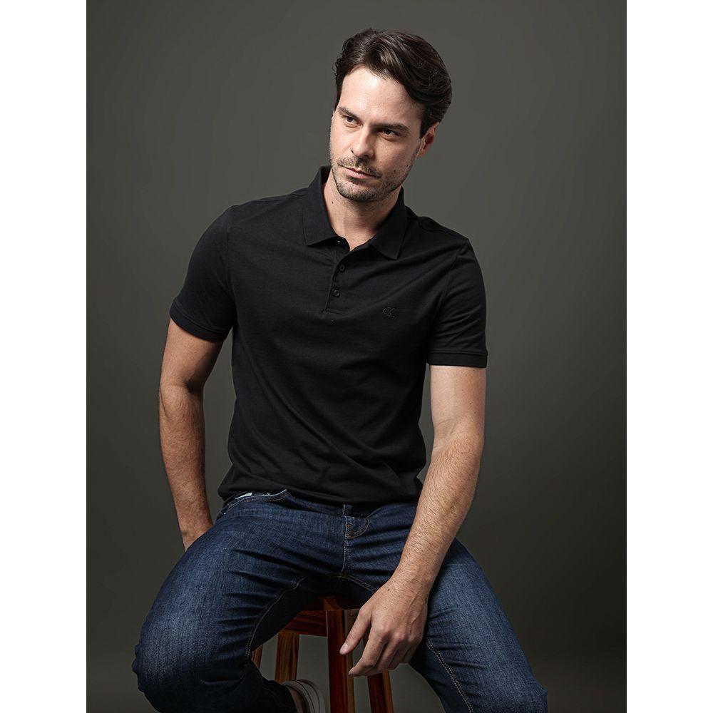 Camiseta Polo Masculina Básica Smooth Cotton Calvin Klein - Preto - 7