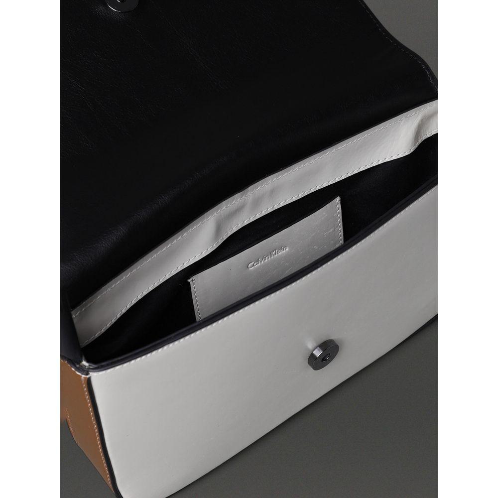 Shoulder Bag Feminina Couro Contraste Calvin Klein - Off White - 3