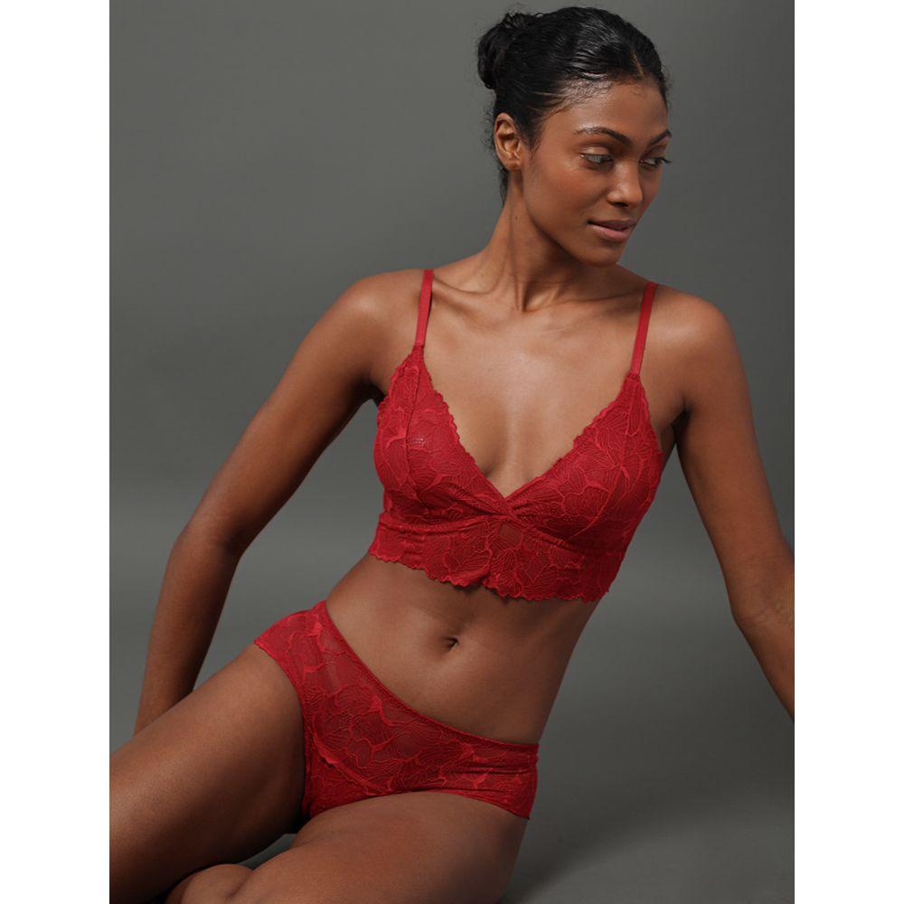 Calcinha Fio Dental Bridal Lace Calvin Klein Underwear - Vermelho - 3