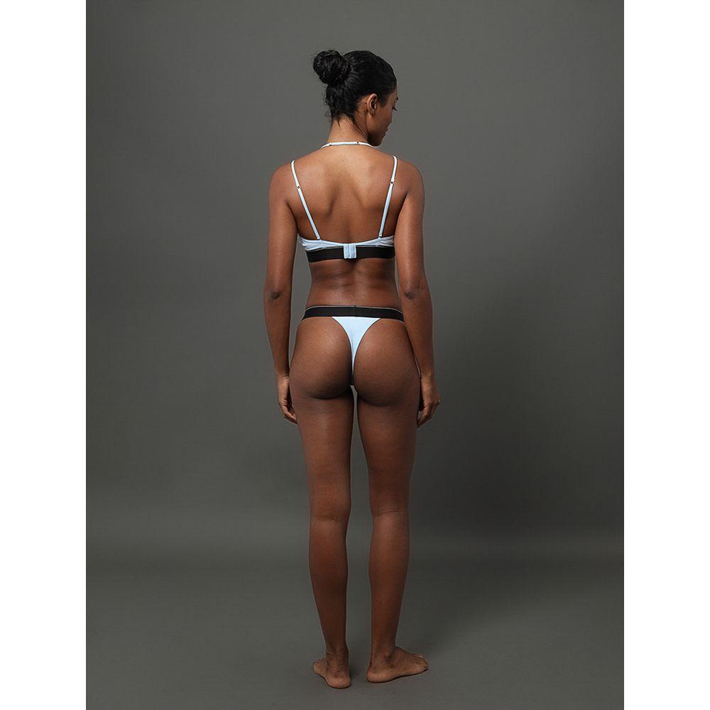 Calcinha Fio Dental Cotton Monogram Calvin Klein Underwear - Azul Claro - 2