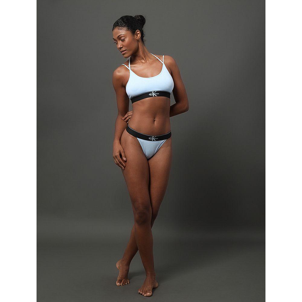 Calcinha Fio Dental Cotton Monogram Calvin Klein Underwear - Azul Claro - 3
